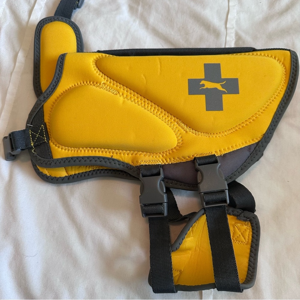 Yellow Small Dog Life Jacket Swim Vest With Handle & Buckles